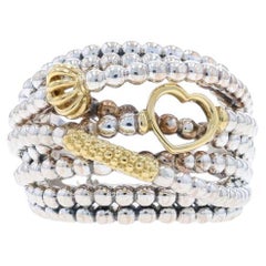 Lagos Caviar Statement Band - Sterling Silber 925 & Gelb 18k Herz Ring