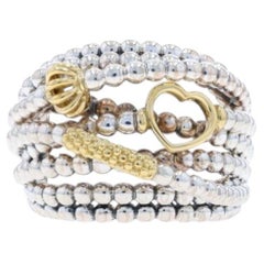 Lagos Caviar Statement Band - Sterling Silver 925 & Yellow 18k Heart Ring