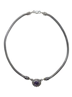 Lagos Caviar Sterling und 18K Gelbgold Amethyst Halskette #25231