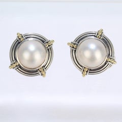 Lagos Caviar Sterling Silver, 18 Karat Gold and Mabe Pearl Earrings