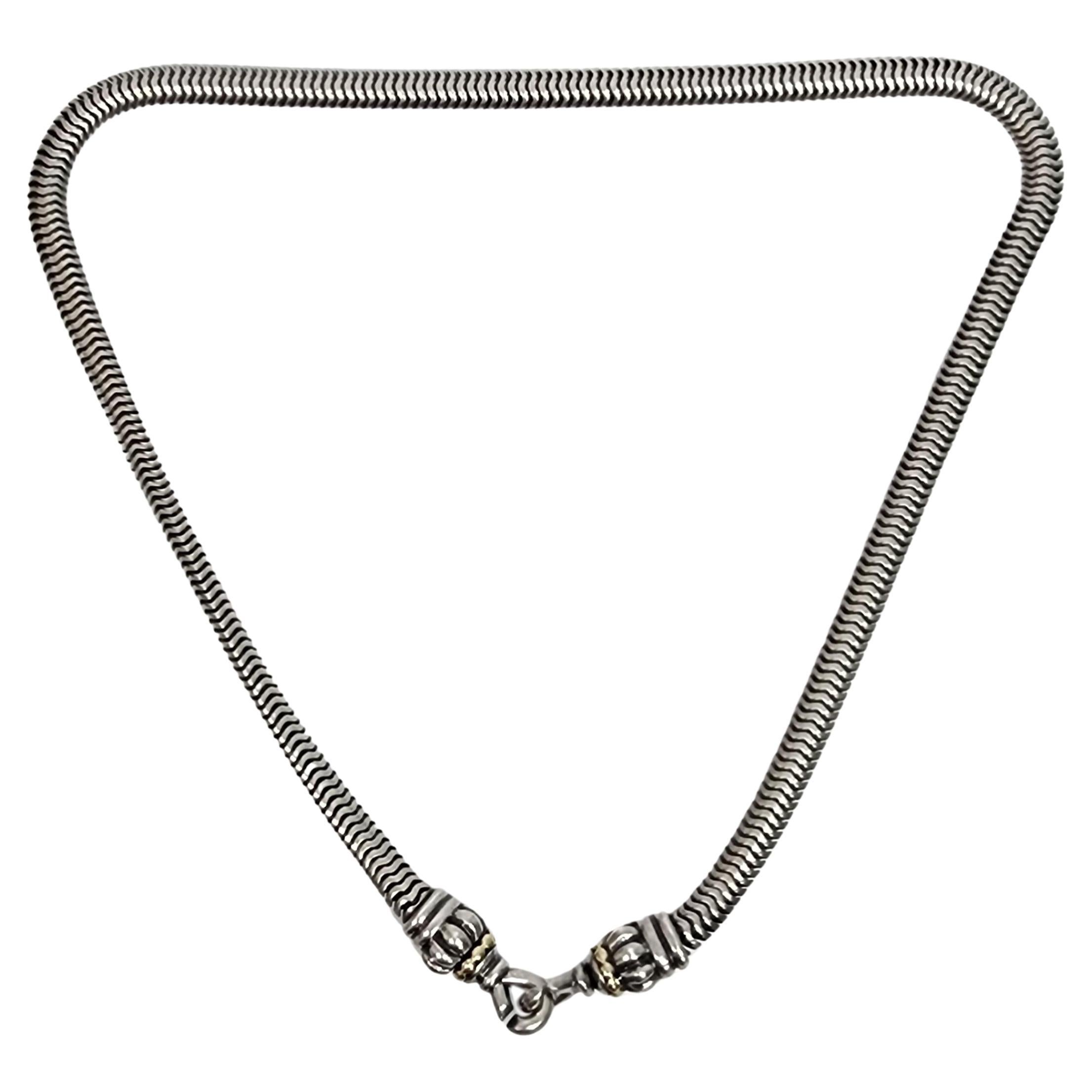 Lagos Caviar Sterling Silver 18K Accent Snake Chain Necklace #16603