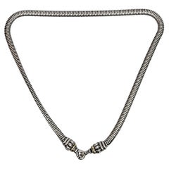 Vintage Lagos Caviar Sterling Silver 18K Accent Snake Chain Necklace #16603