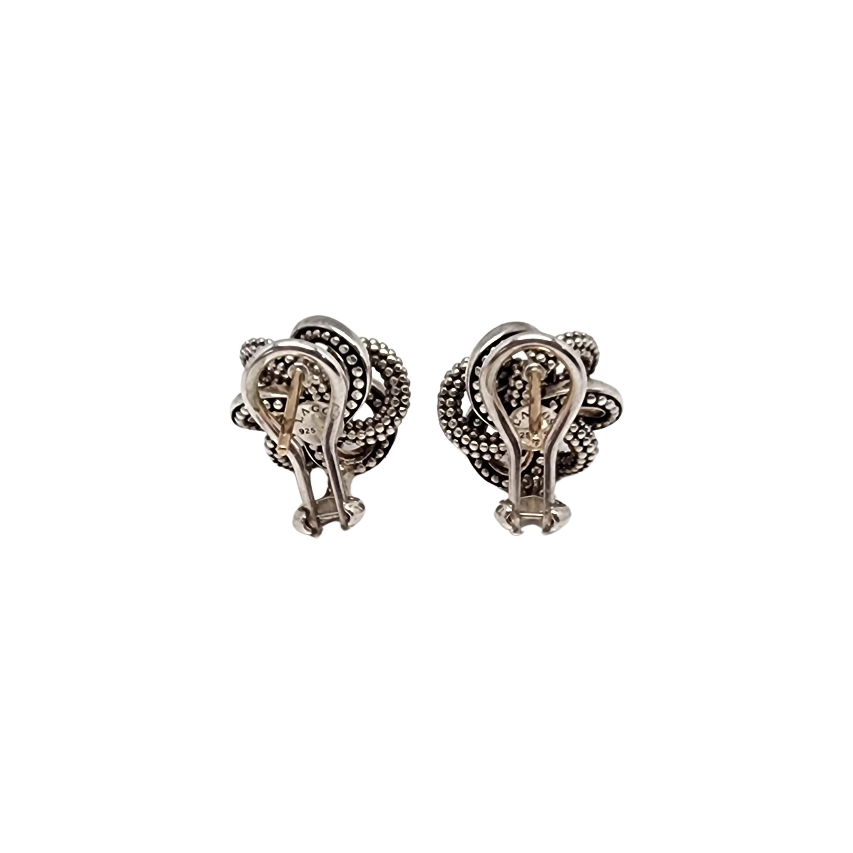 Women's Lagos Caviar Sterling Silver 18K Plated 2 Tone Love Knot Earrings w/Pouch #16275