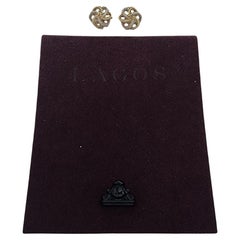 Vintage Lagos Caviar Sterling Silver 18K Plated 2 Tone Love Knot Earrings w/Pouch #16275