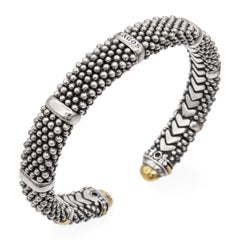 Bracelet manchette en argent sterling et or jaune 18K de Lagos Caviar