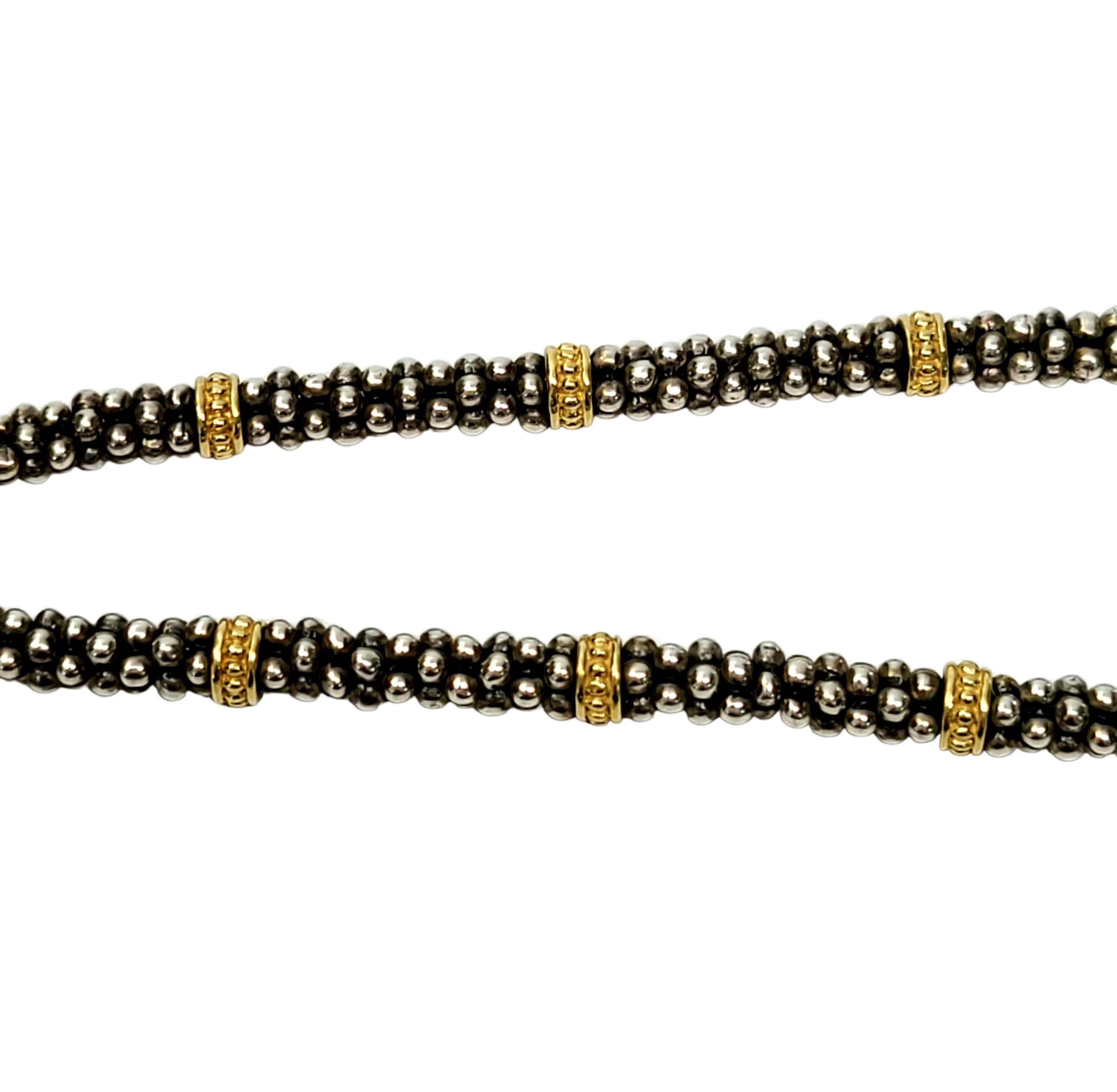 Women's Lagos Caviar Sterling Silver 18K Yellow Gold Diamond Circle Game Necklace