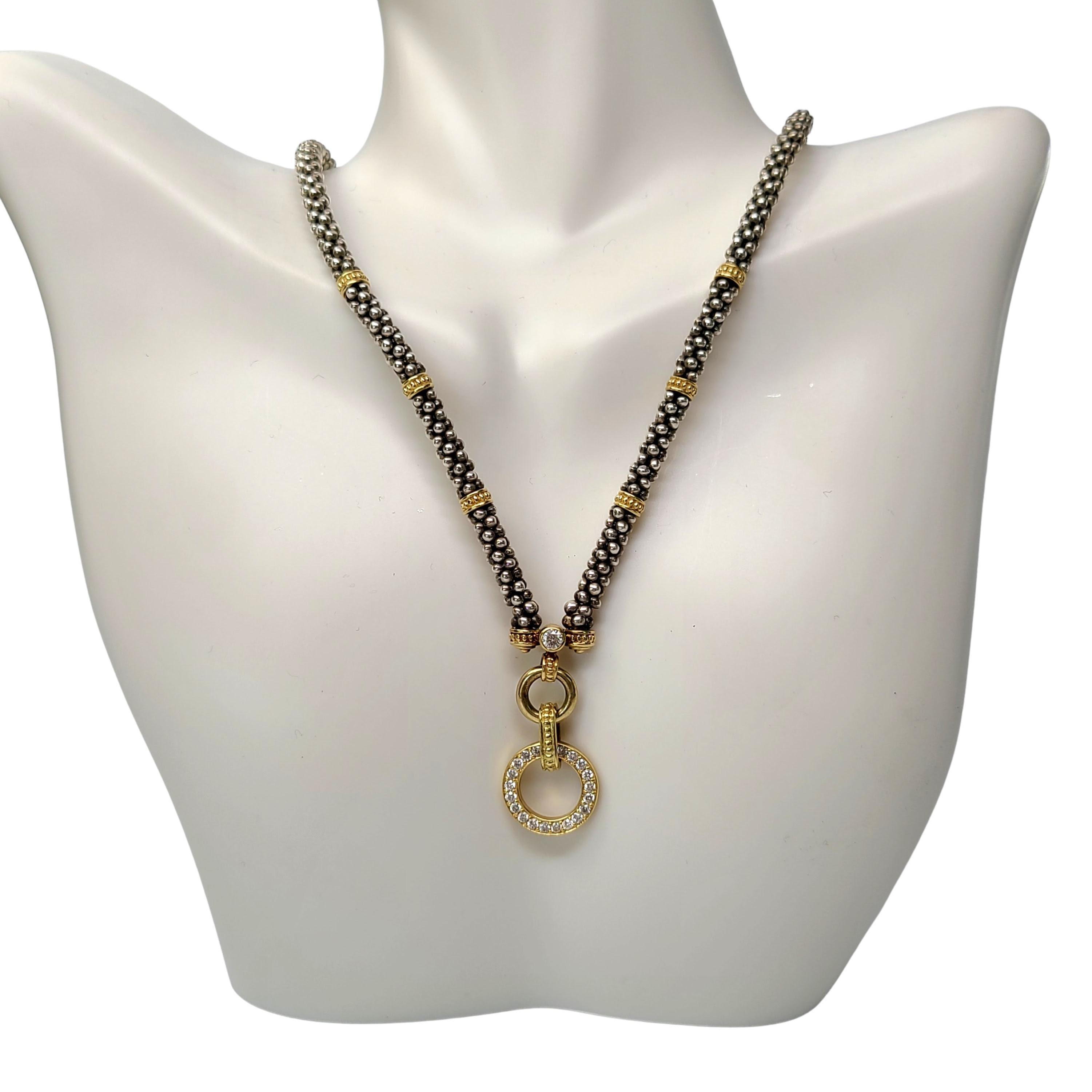 Lagos Caviar Sterling Silver 18K Yellow Gold Diamond Circle Game Necklace 3