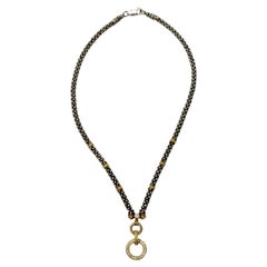 Lagos Caviar Sterling Silver 18K Yellow Gold Diamond Circle Game Necklace