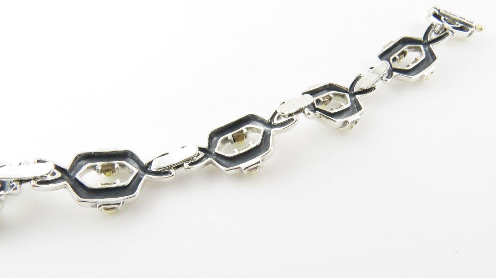 Lagos Caviar Sterling Silver 18 Karat Yellow Gold Link Bracelet In Good Condition In Washington Depot, CT