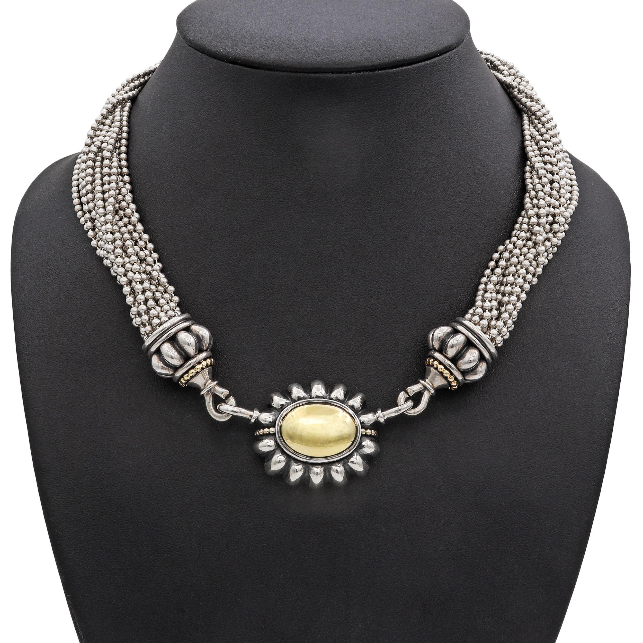 Lagos Caviar - Collana di perline a più fili in argento sterling e oro giallo 18 carati In condizioni buone in vendita a New York, NY