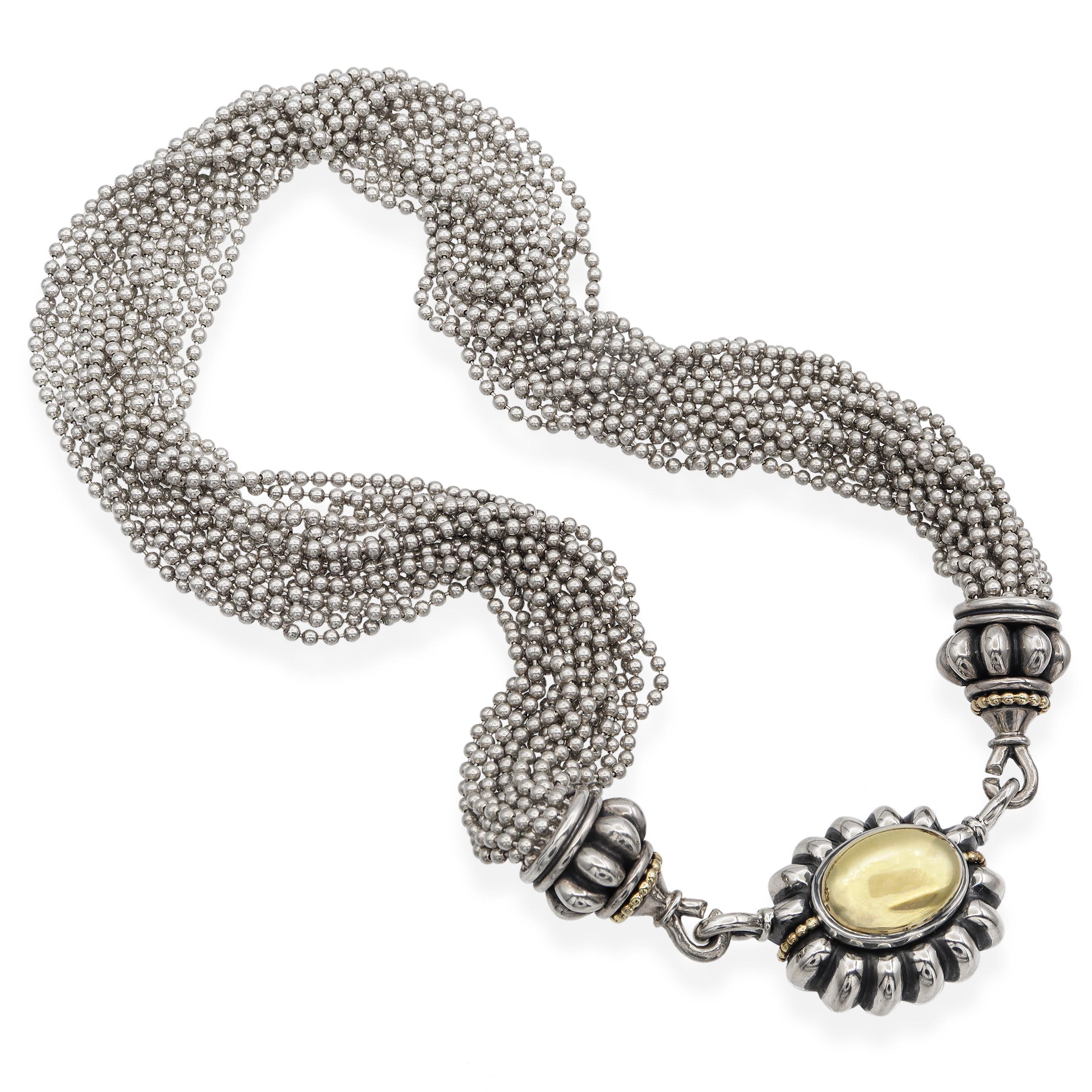 Donna Lagos Caviar - Collana di perline a più fili in argento sterling e oro giallo 18 carati in vendita