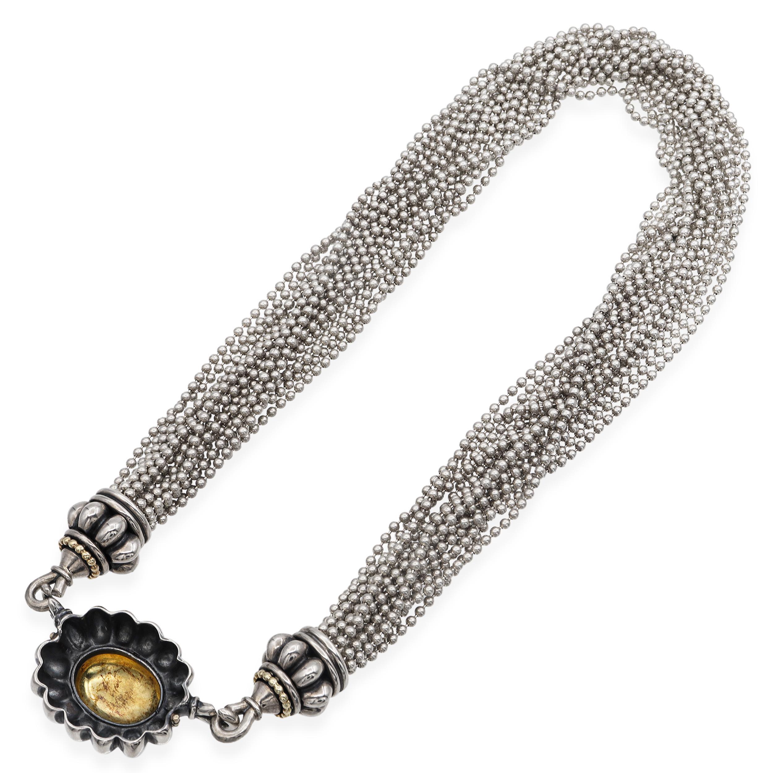 Lagos Caviar - Collana di perline a più fili in argento sterling e oro giallo 18 carati in vendita 1