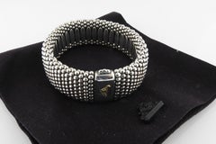 Bracelet jonc large Lagos Caviar en argent sterling et or jaune 18 carats avec perles caractéristiques