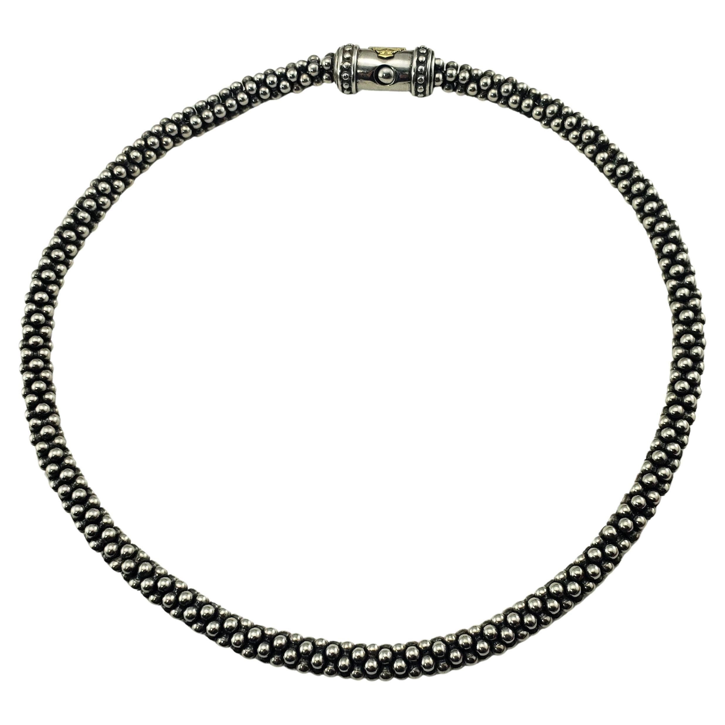 Lagos Caviar Sterling Silver and 18 Karat Yellow Gold Beaded Necklace For Sale