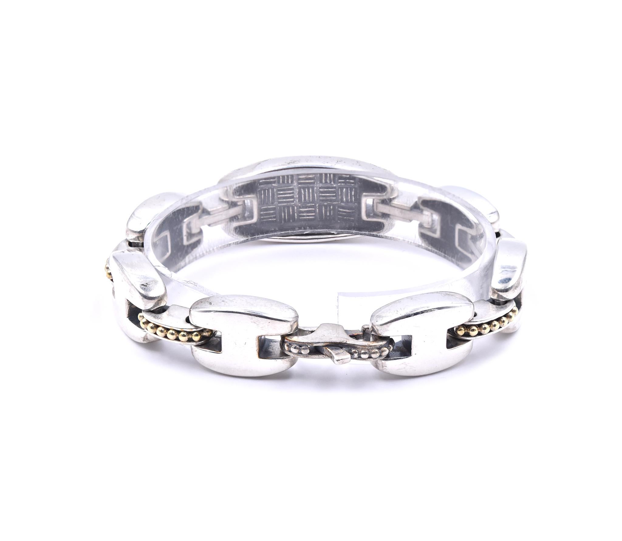 Women's Lagos Caviar Sterling Silver and 18 Karat Yellow Gold ID Style Bracelet