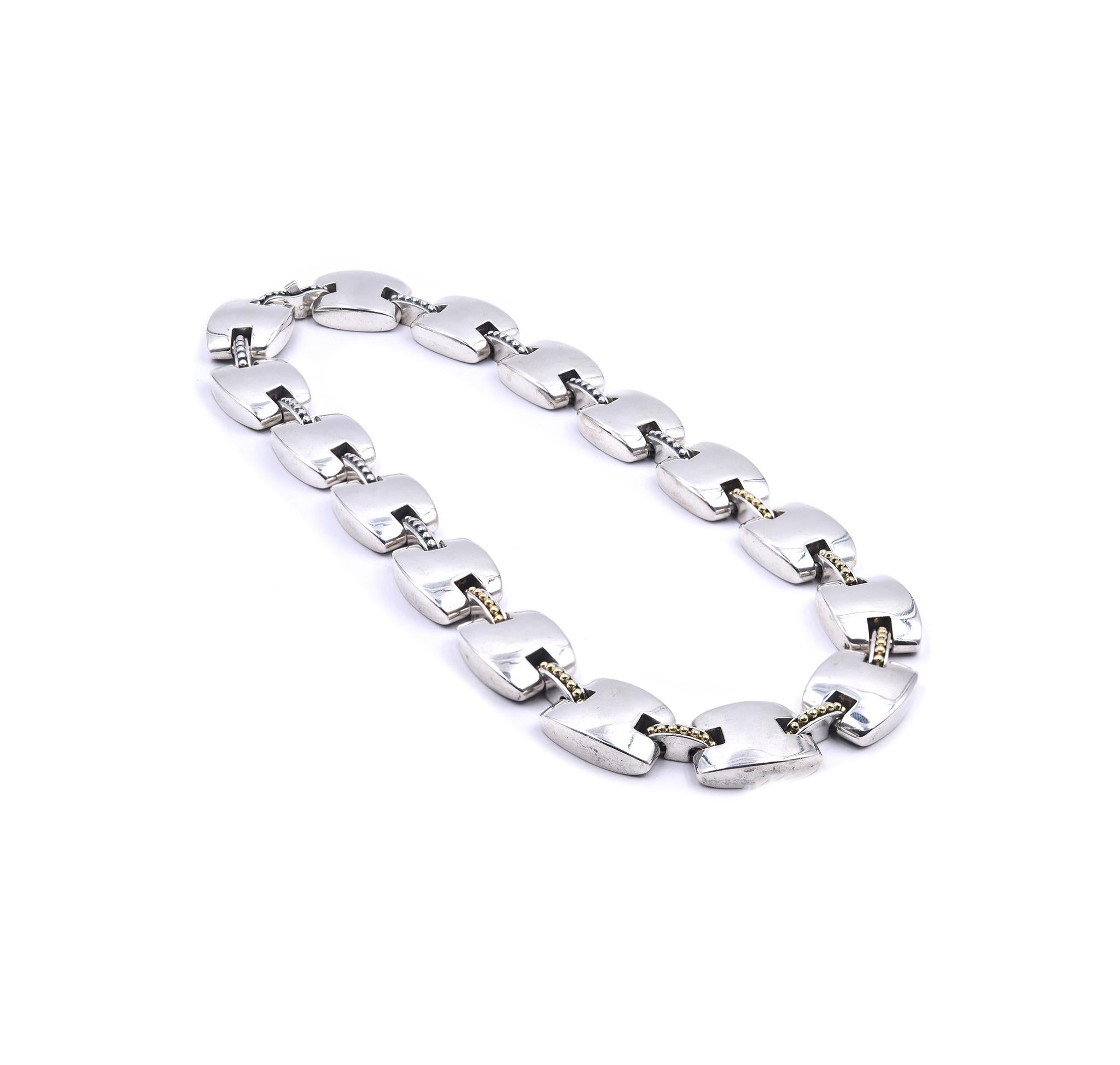 Designer: Lagos
Material: Sterling Silver / 18K yellow gold 
Dimensions: necklace measures 17-inches
Weight: 146.05 grams

