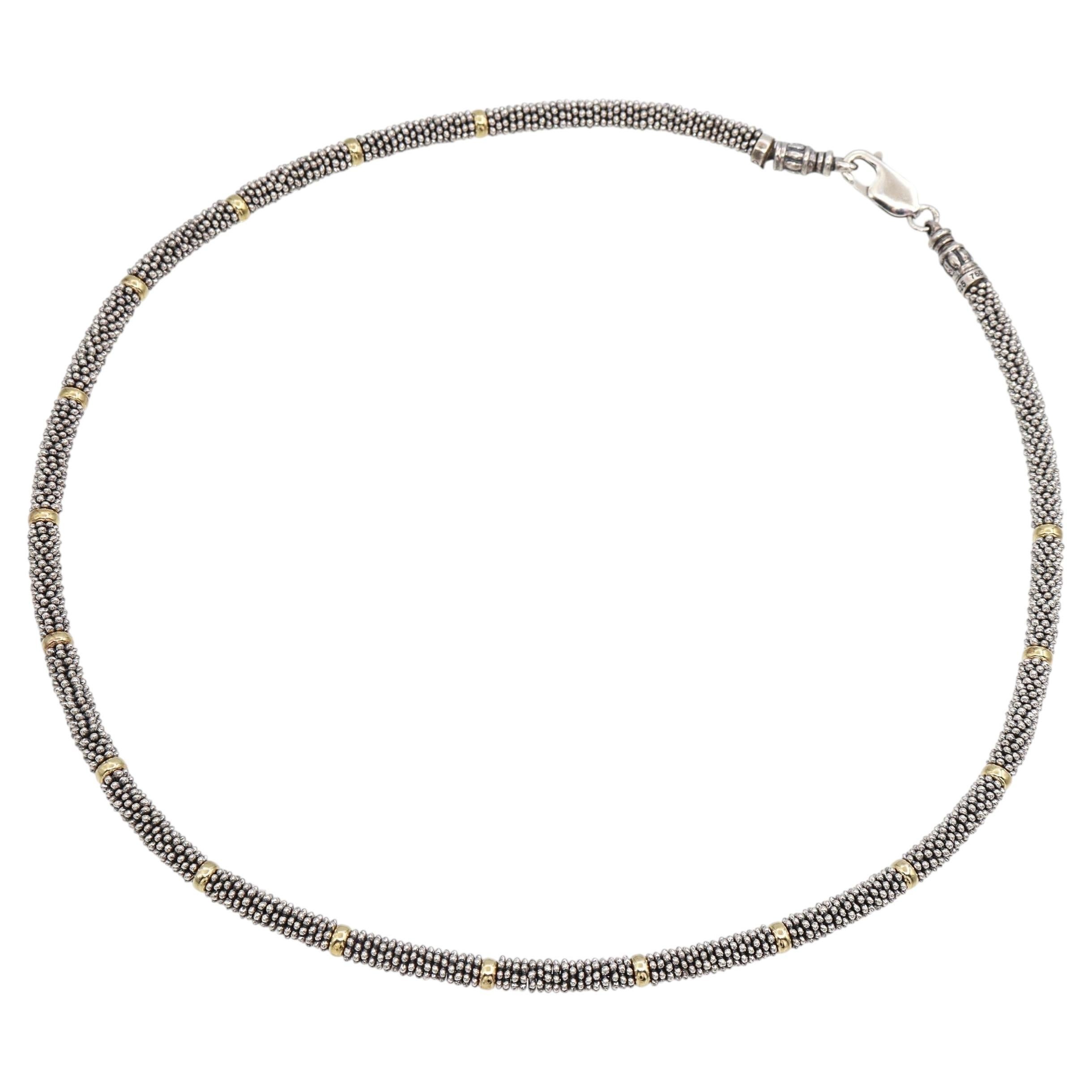 Lagos Caviar Collar de eslabones con cuentas de plata de ley y oro amarillo de 18 quilates en venta
