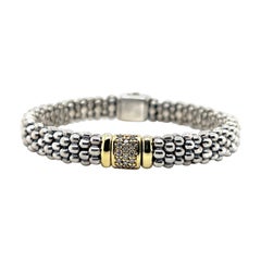 Lagos Caviar Sterling Silber und 18 Karat Gelbgold Diamantarmband