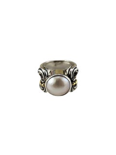 Anello di perle Lagos Caviar in argento sterling e oro giallo 18 carati misura 7 #25071