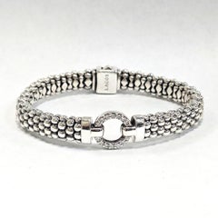 LAGOS Caviar Sterling Silver Bracelet with Pavé Diamonds, 6.5"