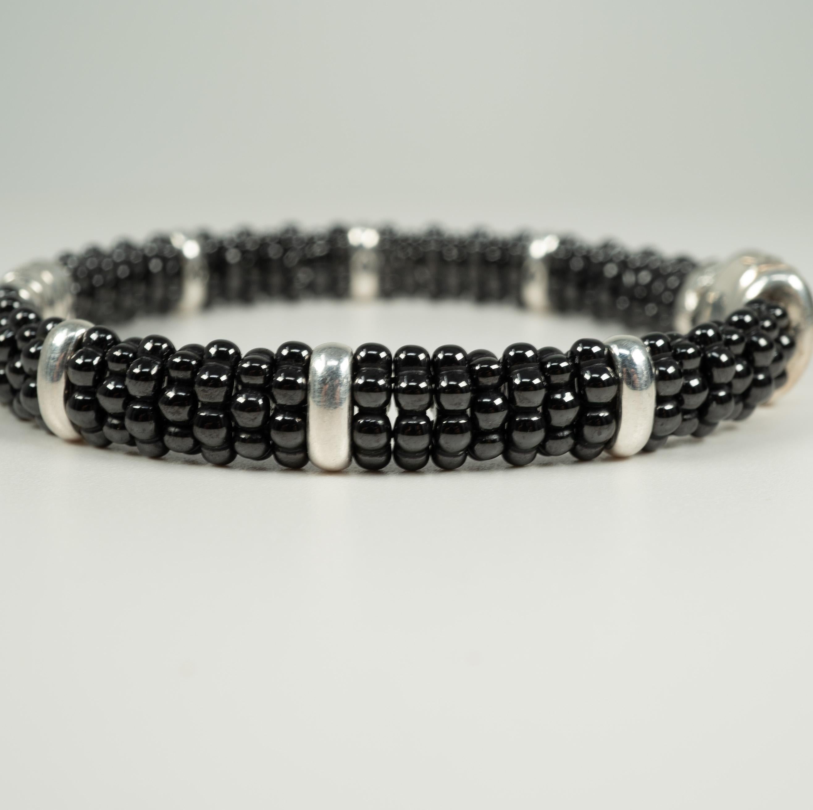 From the Caviar Collection by Lagos, this fun bracelet features ceramic beads and channel-set, round diamonds.