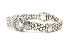 Bracciale Lagos Caviar in argento sterling con perline circolari con diamanti e maglie lucide