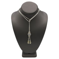 Lagos Caviar Sterling Silver & Gold Pendant Drop Necklace 34 Inch