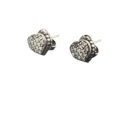 Lagos Caviar Sterling Silver Pave Diamond Heart Earrings #16116
