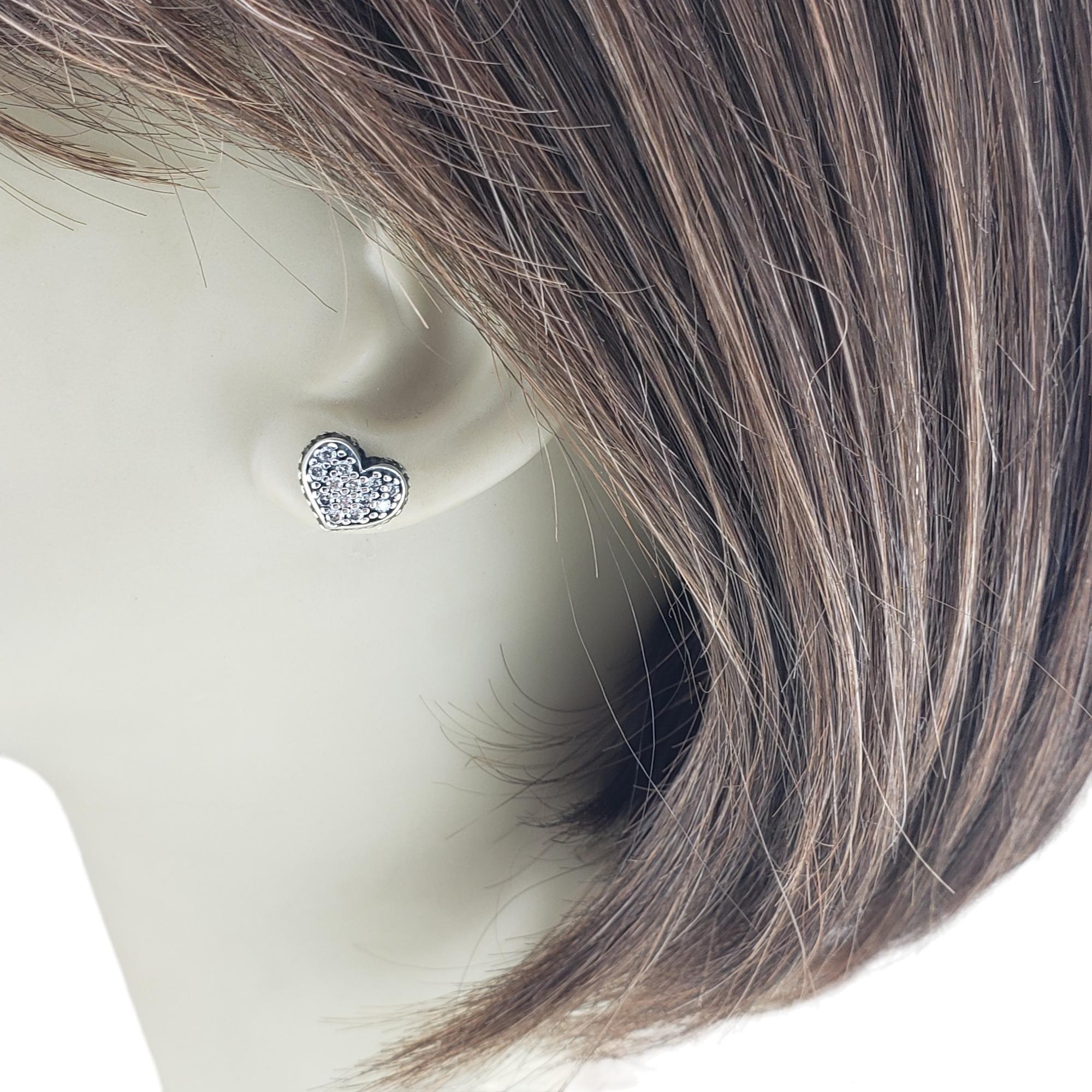 Lagos Caviar Sterling Silver Pave Diamond Heart Earrings #16116 2