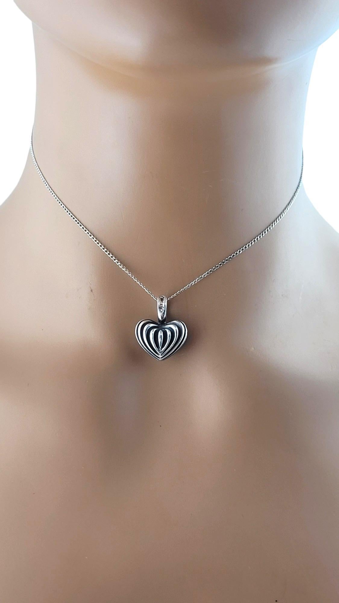 Lagos Caviar Sterling Silver Puffy Ribbed Heart Pendant #17912 6
