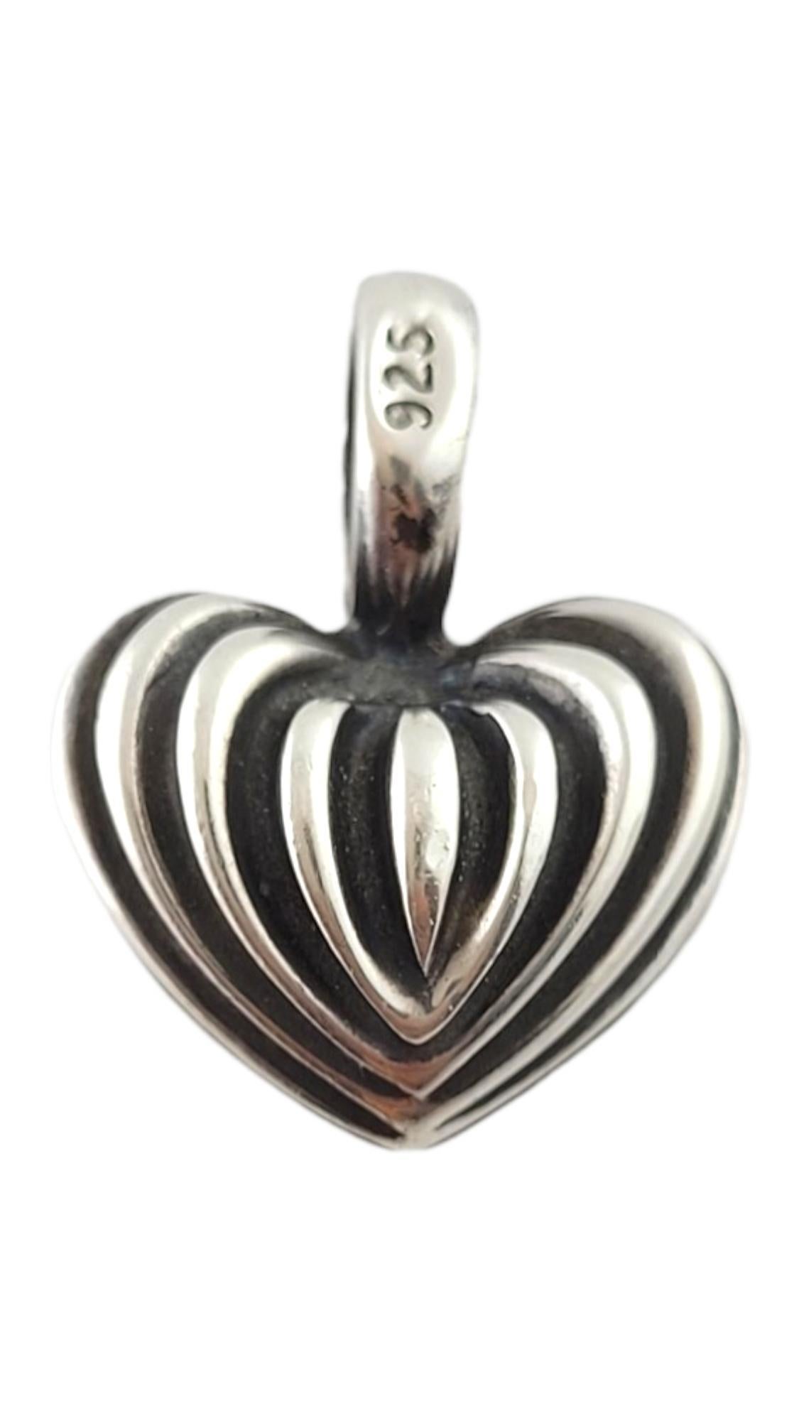 Lagos Caviar Sterling Silver Puffy Ribbed Heart Pendant #17912 In Good Condition In Washington Depot, CT