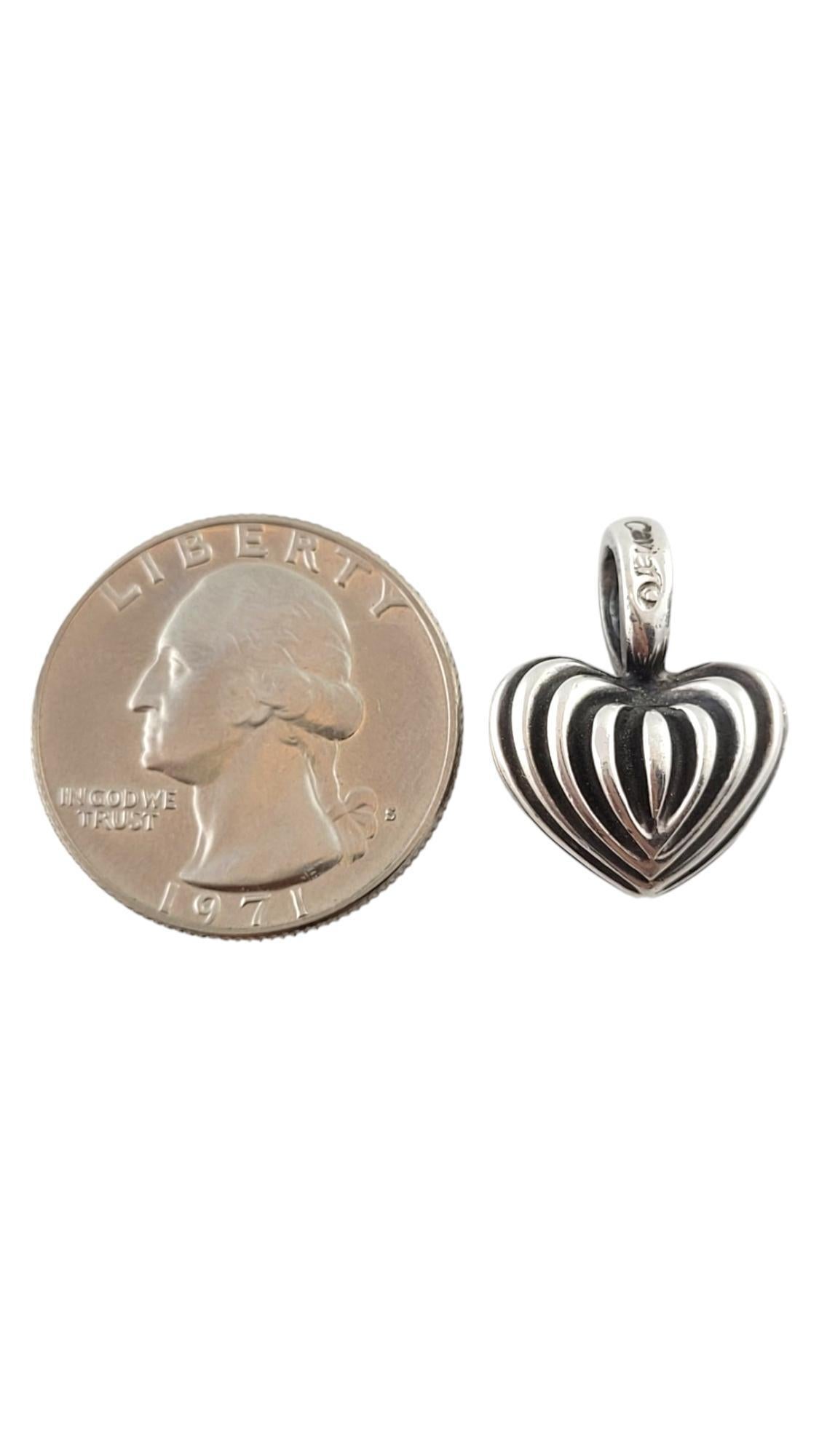 Lagos Caviar Sterling Silver Puffy Ribbed Heart Pendant #17912 3