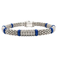 Bracelet « Lagos Caviar » en argent sterling, avec perle de fixation en céramique bleue et diamant