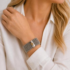 Lagos Caviar Sterling Silver Bangle Bracelet with 18K Gold Accents