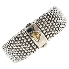 Lagos Caviar Sterling Silver Bangle Bracelet with 18K Gold Accents