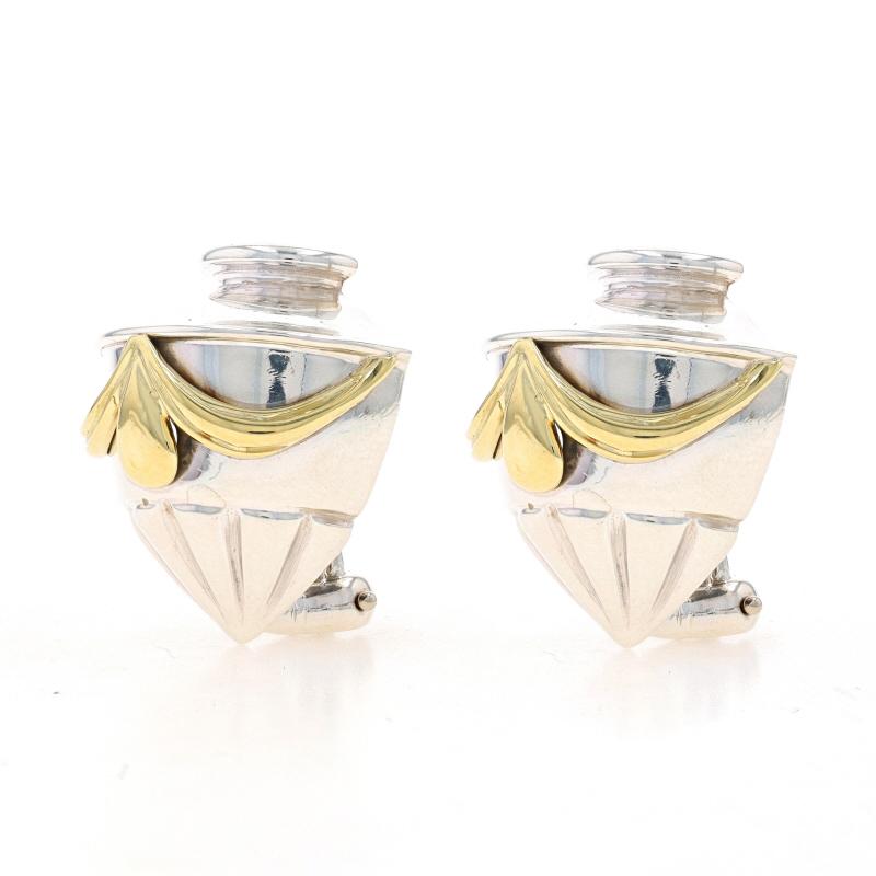 Brand: Lagos
Collection: Caviar
Design: Vase

Metal Content: Sterling Silver & 18k Yellow Gold

Style: Large Stud
Fastening Type: Clip-On Closures

Measurements
Tall: 29/32