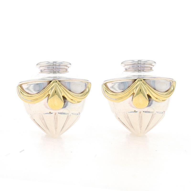 Lagos Caviar Vase Large Stud Earrings - Sterling 925 & Yellow Gold 18k Clip-Ons For Sale 1