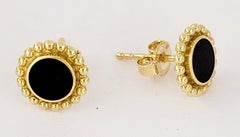 LAGOS   Begehren Sie  Runde Onyx-Ohrstecker 9mm