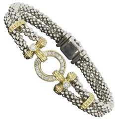 Lagos Enso Circle Game Gold and Silver Diamond Double Strand Caviar Bracelet