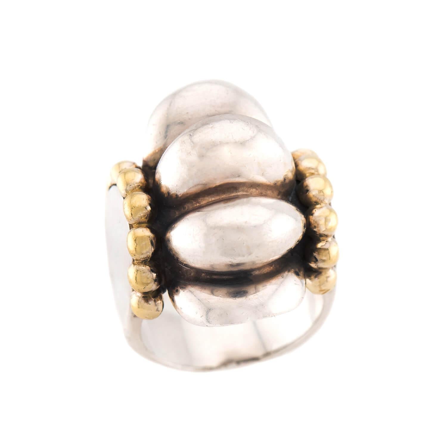 Anello e orecchini a bolla in argento sterling e 18k LAGOS Estate in vendita 5