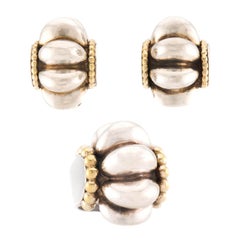 LAGOS Estate 18k/Sterling Silver Bubble Ring & Earring Set