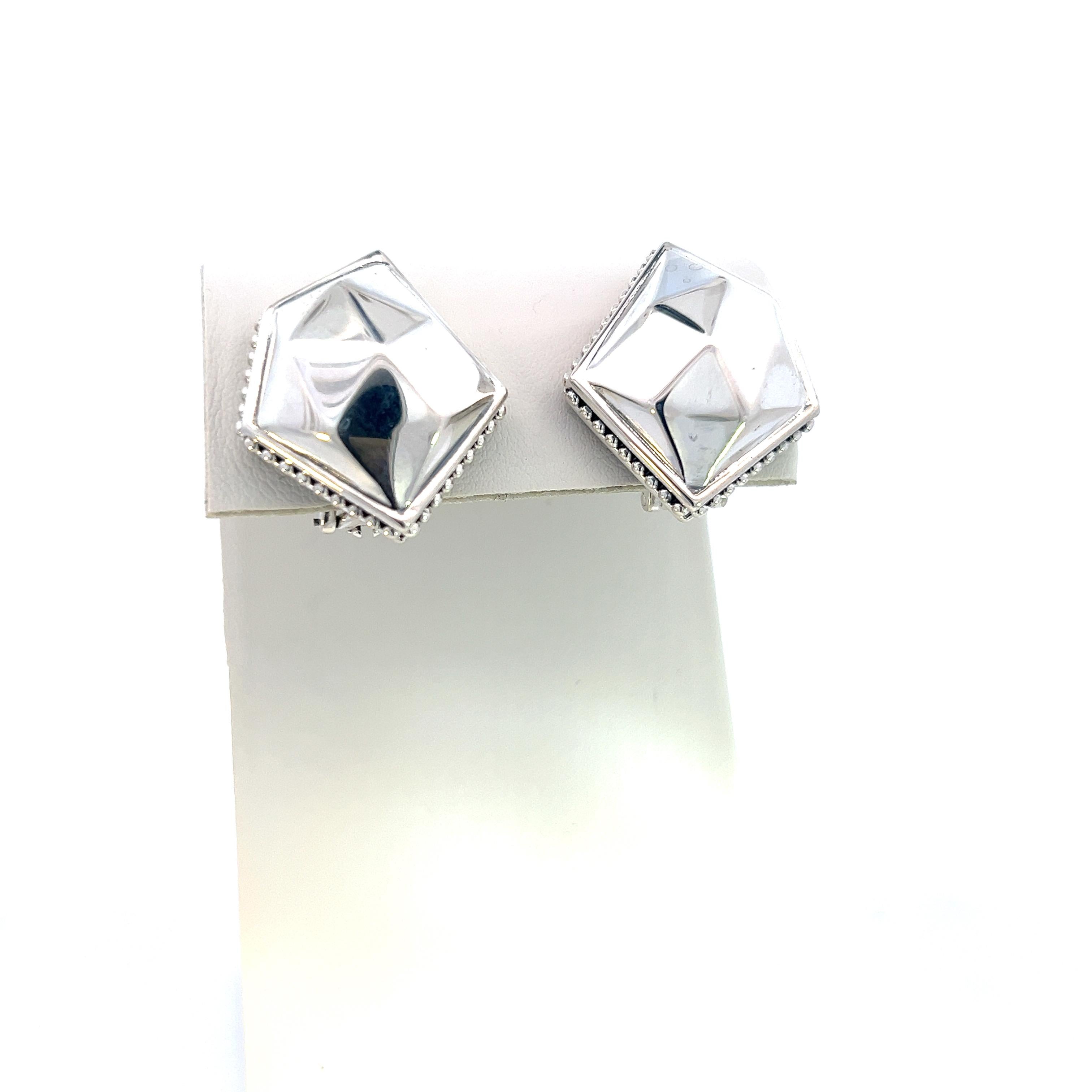 Lagos Estate Clip on Earrings Sterling Silver For Sale 1