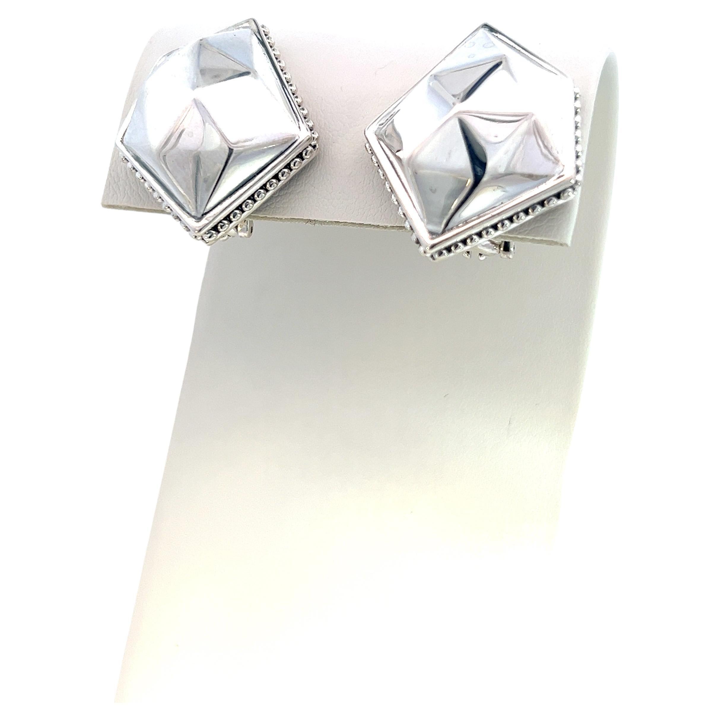 Lagos Estate Clip on Earrings Sterling Silver For Sale