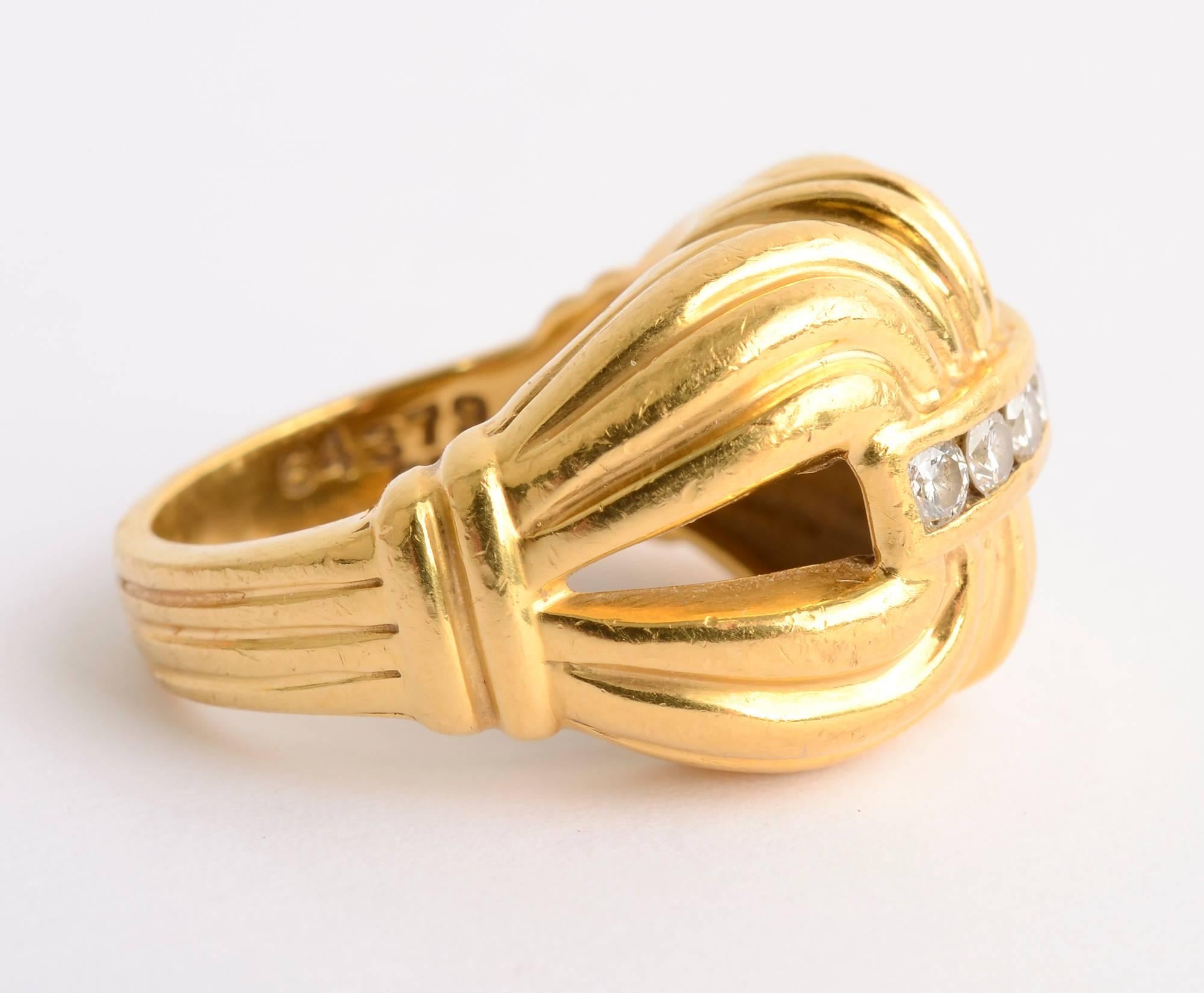 Modern Lagos Gold and Diamond Ring For Sale