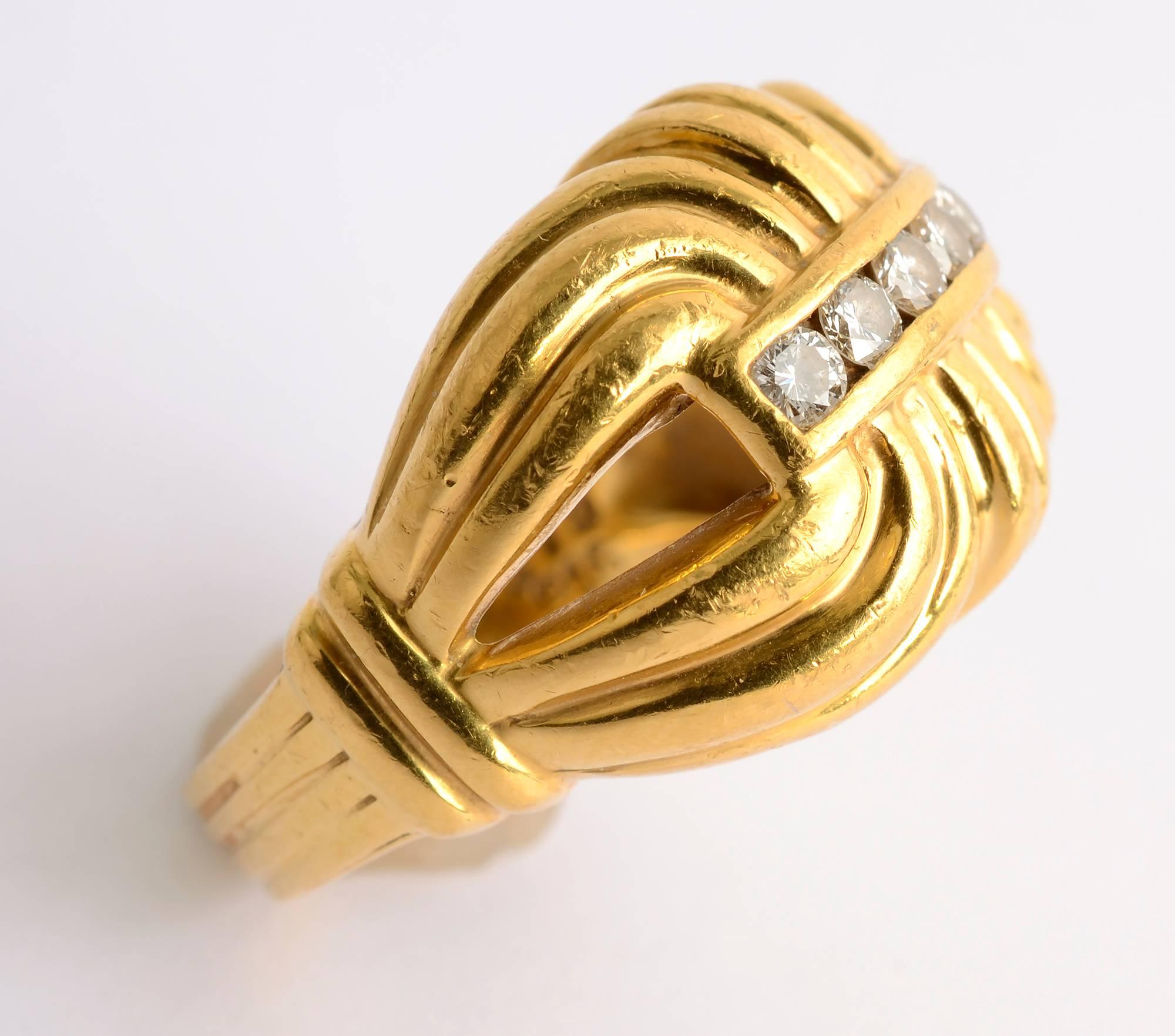 Brilliant Cut Lagos Gold and Diamond Ring For Sale