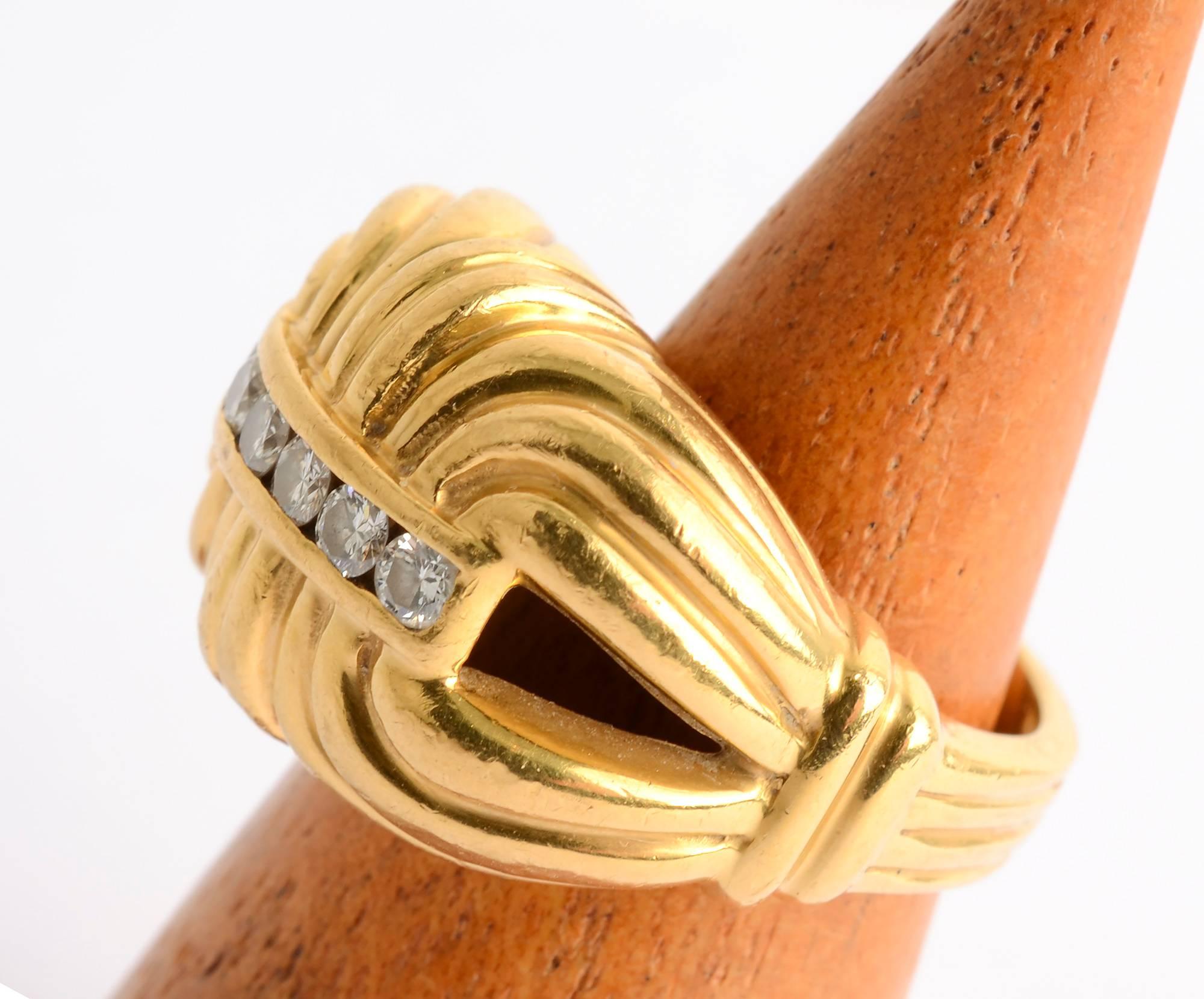 Modern Lagos Gold and Diamond Ring