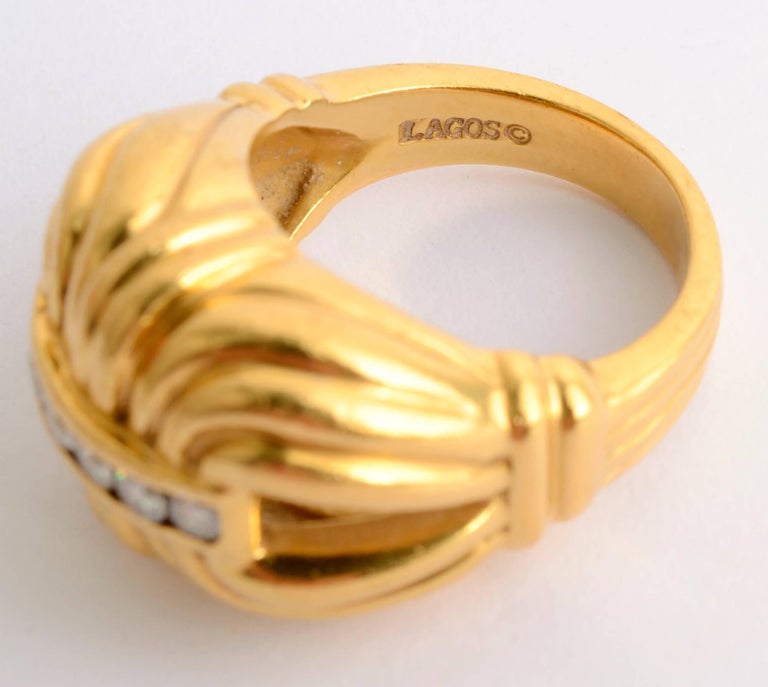 Lagos Gold and Diamond Ring For Sale at 1stDibs lagos gold ring