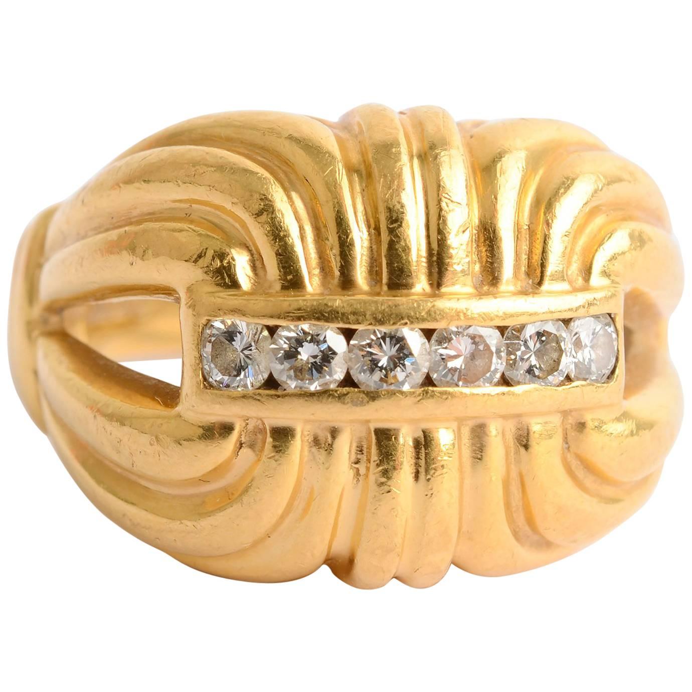 Lagos Gold and Diamond Ring For Sale