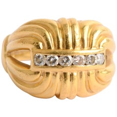 Retro Lagos Gold and Diamond Ring