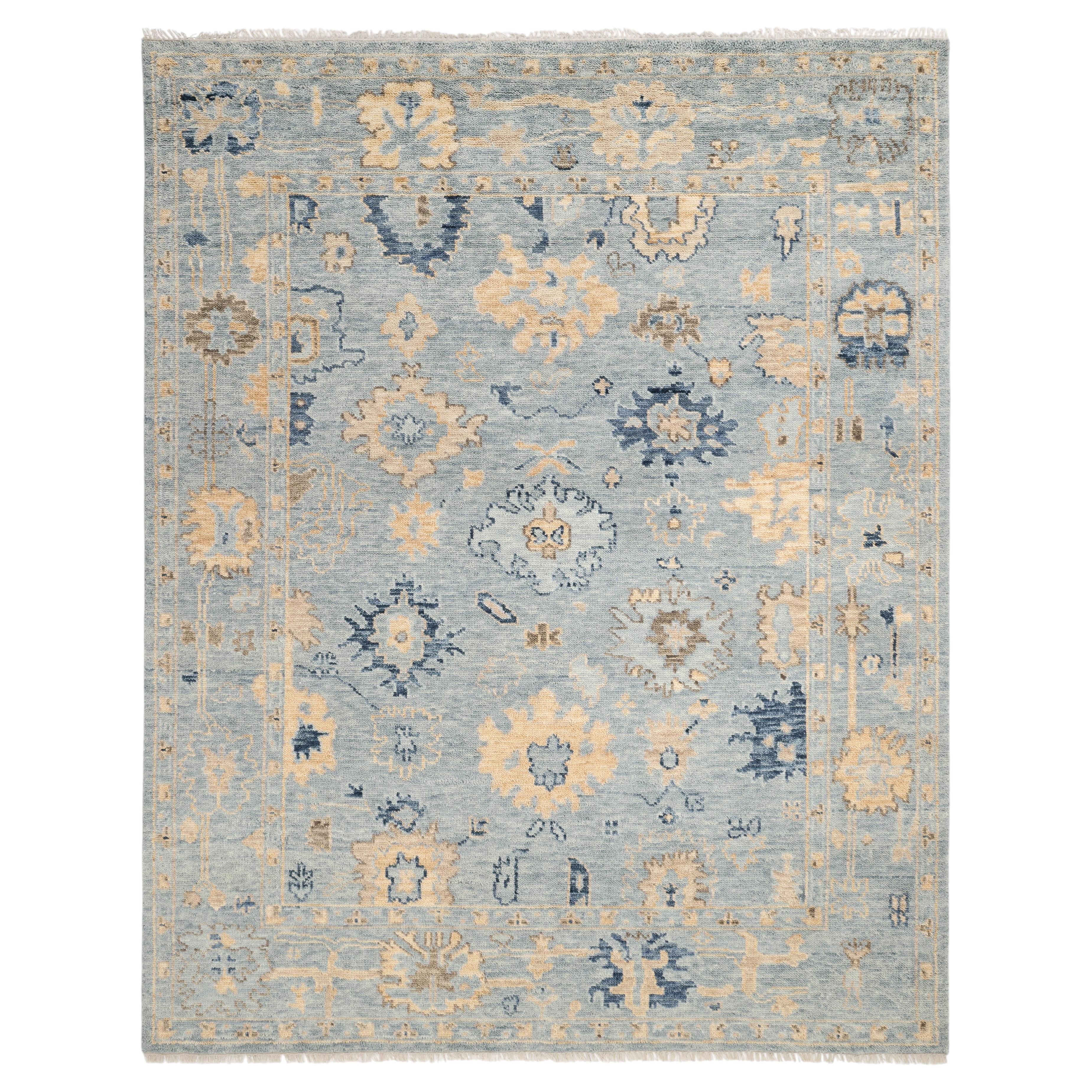 Lagos Hand Knotted Contemporary Solid Wool 6' 0" x 9' 0" Light Gray Area Rug